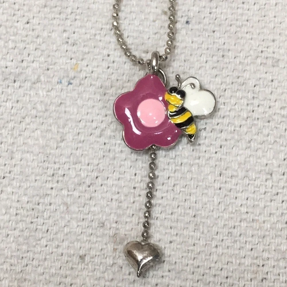 Cookie Lee Silver necklace Bee Flower Heart
